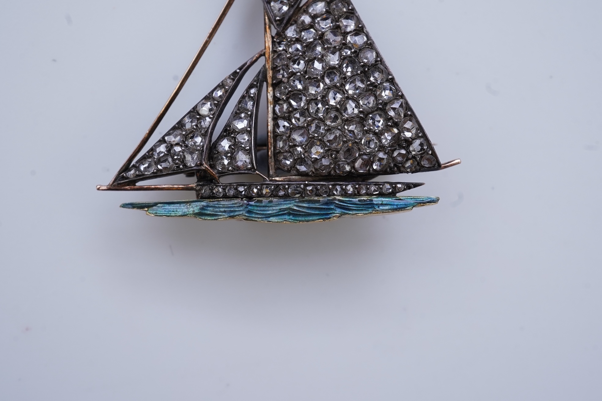 An enamel and diamond novelty brooch, early 20th century
